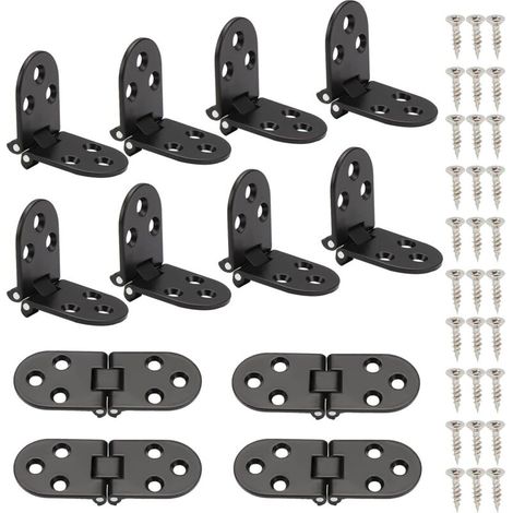 12 PCS Charnières de Table Pliantes,Charnière de Table Pliante à InoxArrondis,Charnière Flip Pliable,Flip Top Charnière avec vis (1/5)