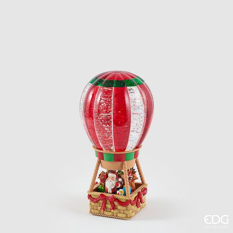 EDG Enzo De Gasperi Mongolfiera Natalizia LED H25 Ø12 cm Bianca Rossa con Musica, Movimento e Luci – Decorazione di Natale (1/3)