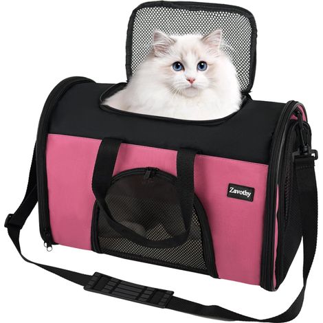 Sac de transport pour animaux de compagnie pliable, sac de voyage pour chat et petit chien, respirant et portable, idéal pour voiture et transport (1/5)