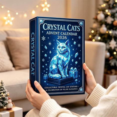 Calendrier Avent Chats Cristal 2026, figurines acrylique, cadeau Noël,2D (1/5)