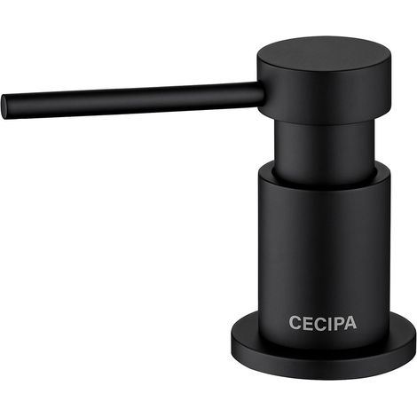 Cecipa Küchenseifenspender mit 300-ml-Behälter + 1,25 m Silikon-Verlängerungsschlauch – Unterbau-Seifenspender für Spülbecken – Schwarz