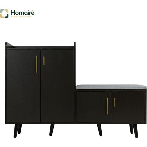 Banc coffre en tissu noir avec rangement 120 x 34 x 82,8 cm HOMAIRE (1/5)