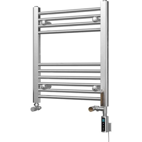 Zennor - Chrome Dual Fuel Towel Rail H600mm x W500mm Thermostatic WIFI - Straight (1/3)