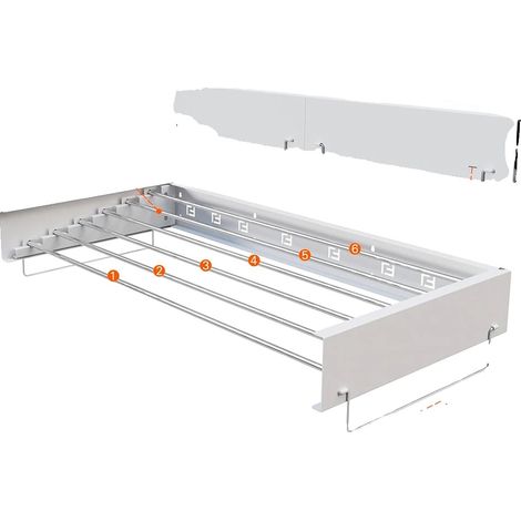 Tendedero de ropa plegable de pared, 100 cm - 6 postes (1/2)