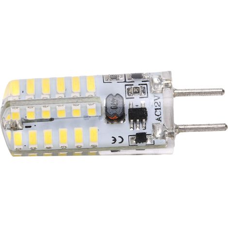 Ampoule LED en silicone 48 LED 3W 300LM GY6.35 BiPin AC12V pour lustre/plafonnier (blanc froid 6000-6500K) (1/5)