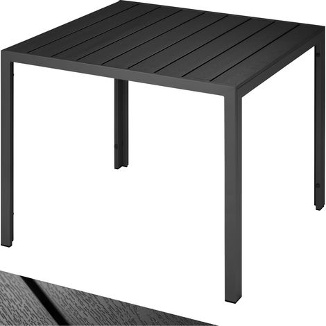 Table de jardin en aluminium surface la table aspect bois noir