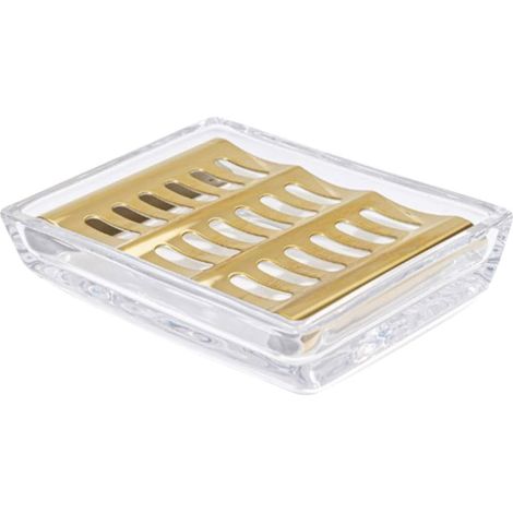 Stainless Steel Soap Dish with Gold Drain Tray Sturdy and