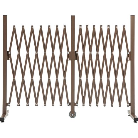 Ausziehbares und einziehbares Sicherheitsgitter von Outsunny mit Rollen, 405 x 31 x 104 cm (L x B x H), Aluminium, braun
