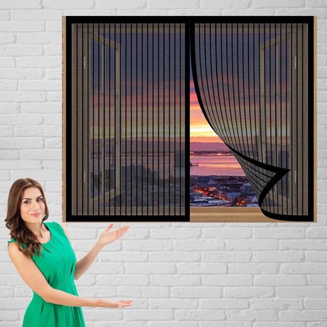 Moustiquaires pour Fenêtre 78 x 114 cm Mosquito Window Magnétique Anti Insecte,Antimoustique pour Tout Type de Fenêtre, Noir (1/5)