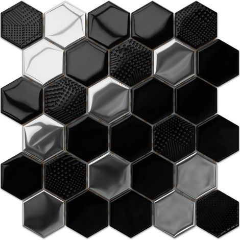Ilcom mosaico in vetro su rete per bagno e cucina 24.7cm x 25.5cm - Silver lava (1/4)