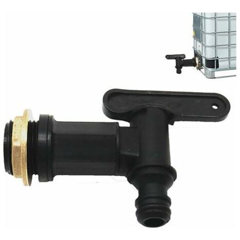 Raccord Cuve Eau De Pluie Adaptateur Ibc Avec Robinet Ibc Adaptateur De Cuve Adaptateur Ibc De Réservoir En Plastique Adaptateur De Robinet Ibc Pour Réservoir De Stockage d'Eau De Pluie Noir. (1/4)