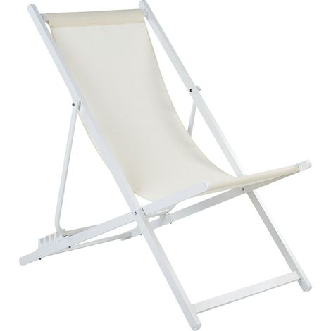 Klappbarer Liegestuhl LOCRI II Metall Hellbeige