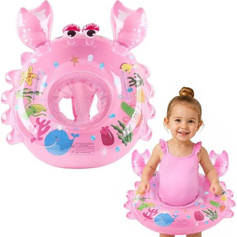 Bouee Bebe 6 Mois, Crabe Bouee Enfant avec Poignée Siège, Bouée Piscine Bébé Gonflable pour Exercice de Frappe Complémentaire Développement Coordination Physique Bébés de 6 à 48 Mois (1/5)