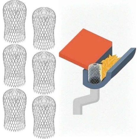6-teiliges Laubsieb, Dachrinnenfilter, Edelstahl-Dachfilter, ausziehbare Aluminium-Dachrinnenfilter zum Auffangen von Moos, Schlamm und anderen Ablagerungen (Silber) (1/5)