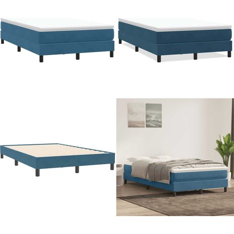 vidaXL Boxspringbett ohne Matratze Dunkelblau 120x210 cm Samt (1/5)