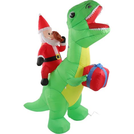 Niedliche und lustige aufblasbare Dinosaurier-Weihnachtsdekoration, integrierte LED-Beleuchtung, aufblasbare Gartendekoration, 100–240 V EU-Stecker (1/5)