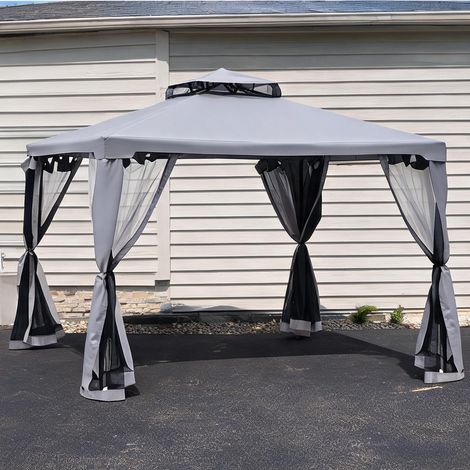 Tonnelle de jardin en polyester Metall 294 x 294 x 265 cm (1/5)