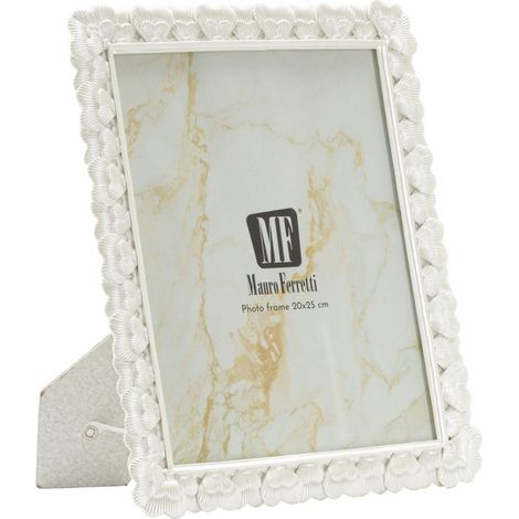 Cornice portafoto Hearty argento con profilo a cuori 20x25 cm