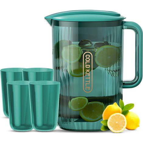 Pichet à eau Pichet de porte de réfrigérateur avec poignée Ustensiles de service de boissons et récipient de stockage pour liquides chauds ou boissons froides Bouilloire à thé glacé incassable 74 oz 4 (1/5)