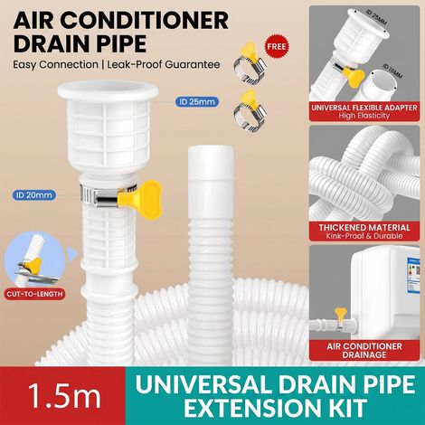 Tuyau d'évacuation universel renforcé (1,5 m) pour climatiseur split de fenêtre, flexible et épais, avec rallonge pour condensats. (1/5)