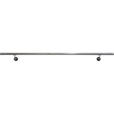 corrimano tondo in acciaio inox aisi 316 lucido da 2 metri - kit completo con ancoraggio