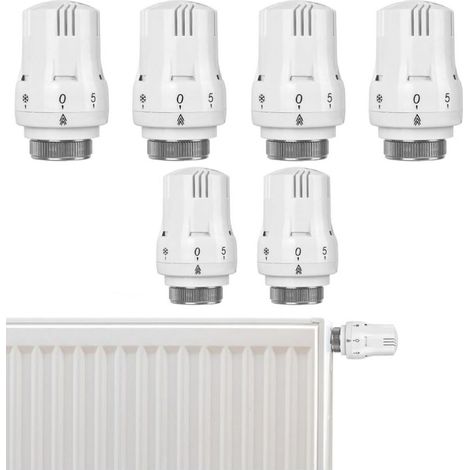 Paryou – Lot de 6 têtes thermostatiques pour radiateur – Tête de rechange avec protection contre le gel – Compatible radiateurs compacts