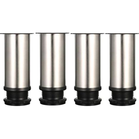 4 Pieds Réglables 120 mm De Hauteur Épaissir les pieds d'armoire Pieds de table Pieds de meubles, Acier inoxydable brossé, Hauteur réglable 0-15 mm Venez avec des vis en acier inoxydable (1/4)