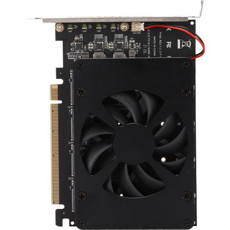 Carte adaptatrice NVMe M.2 vers PCIe x16 4 ports 32 Gbit/s, carte d'extension pour ordinateur avec ventilateur de refroidissement amélioré (1/5)