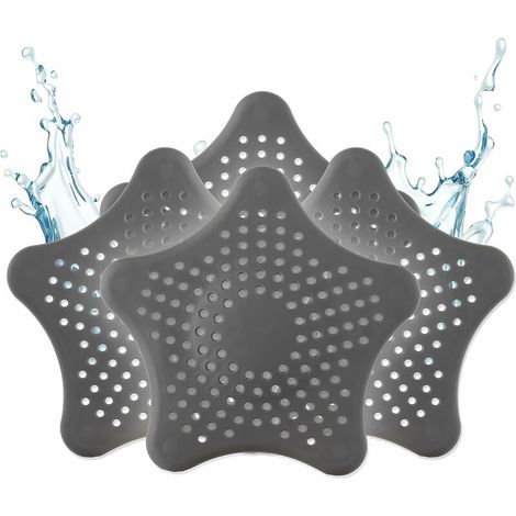Tamis d'écoulement Universel en Silicone - 3+1 Tamis à Cheveux Gratuit - Tamis de Douche avec Attrape-Cheveux - Tamis d'écoulement pour Douche, lavabo, Baignoire et Cuisine(gris) (1/4)