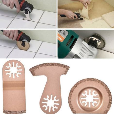 Lame Scie Oscillante - Carbure De Tungstène - Pour Carrelage Pierre Beton - Lot De 3 (1/5)