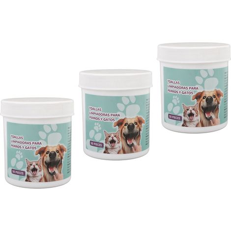 3 flacons de 50 lingettes nettoyantes pour les dents de chiens et de chats, lingettes pour éliminer le tartre, lingettes buccales pour animaux de compagnie (1/5)