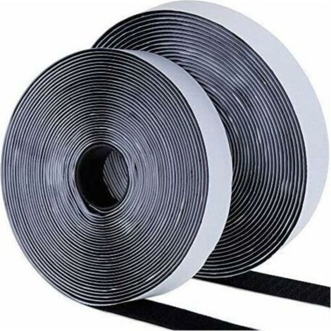 Self-Adhesive Scratch Hook and Loop Tape for Frame Mount, 20mm x 25M - Black