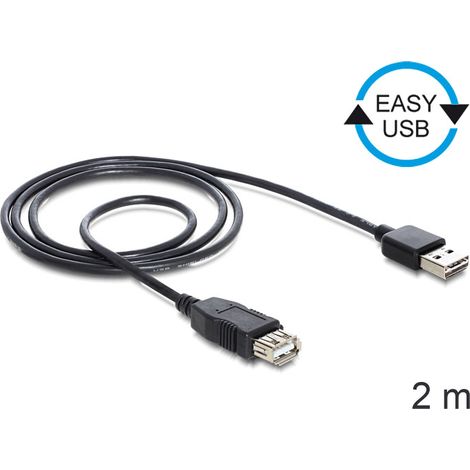 Delock cable easy-usb 2.0-a male  usb 2.0-a female extension 2 m