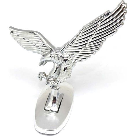 Emblème 3D Aigle Chromé pour Capot de Voiture, Ornement de Logo Auto, Insigne de Calandre en Métal (1/3)