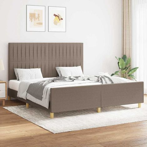 Cadre de lit sans matelas taupe 160x200 cm tissu (1/5)