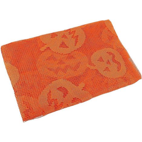Chemin de table rectangulaire en dentelle tricotée avec motifs élégants de citrouilles d'Halloween (1/5)