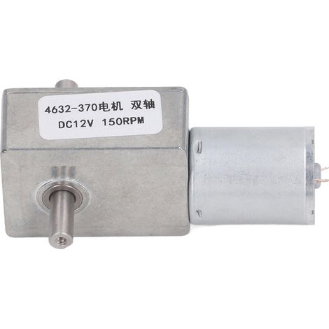 Moteur à engrenage à vis sans fin 12 V CC, micromoteur électrique à double arbre, moteur réducteur entièrement métallique 4632-370, 150 tr/min (1/5)
