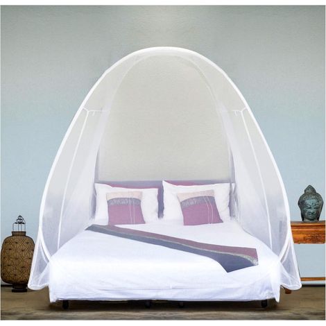 SVKBJROY Moustiquaire de Luxe, Grande Taille : pour lit Double à King Size, Trous Fins, Auvent, Moustiquaire, Design Pliable avec Fond, 2 entrées, Facile à Installer, Sac de Rangement (1/4)