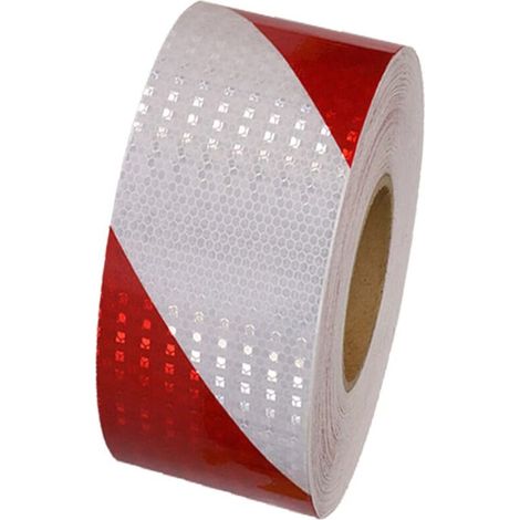 Selbstklebendes reflektierendes Band, reflektierendes Warnband, 25 m x 5 cm, rot und weiß, Signalband