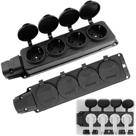 Prise extérieure étanche IP54 avec couvercles rabattables, lot de 2, pour jardin et pièces humides (1/5)