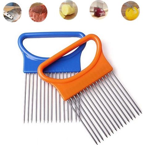 Set da 3 pezzi: trita cipolle, trita pomodori, trita patate e limoni, affettatrice per verdure in acciaio inox per tagliare cipolle, verdure, ecc. (1/5)