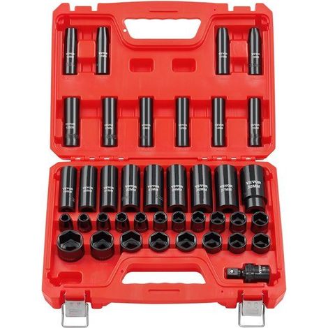 Coffret de douilles à chocs métriques - 39 pièces - Entraînement 12,7 mm - Douilles profondes et courtes (1/5)