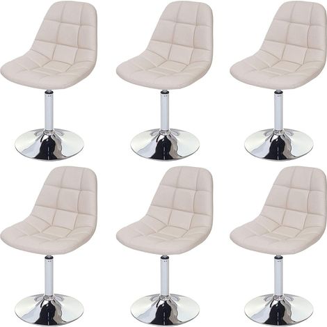 6x Sillas de comedor sintéticas color crema Base giratoria cromada CDS04621 (1/5)