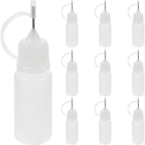 Lot de 10 flacons applicateurs de colle à embout aiguille de 10 ml pour le quilling (blanc)-8.00X2.10X2.00CM-White (1/4)