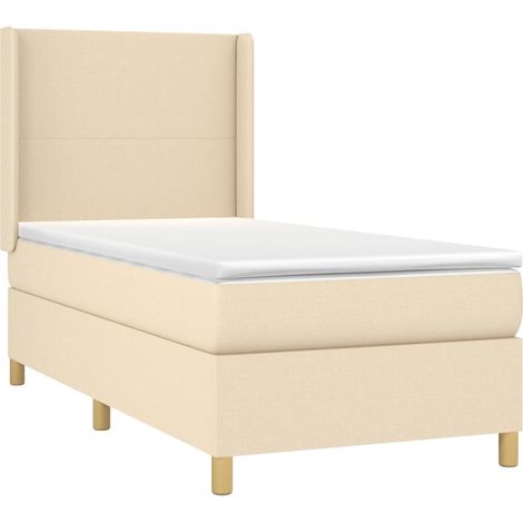 Letto a Molle con Materasso e LED Crema 90x200 cm in Tessuto vidaXL (1/5)