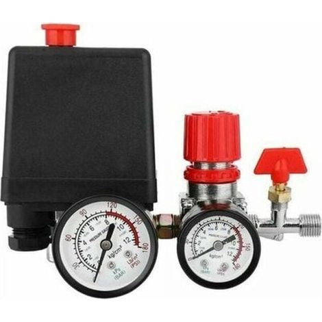 Régulateur de Pression avec Manomètre pour Compresseur d'Air Valve Pressostat (1/4)