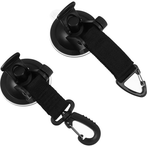 Lot de 2 Crochets à Ventouse Noirs 360° Rotation Crochets de Fixation Robustes pour Voiture et Bâches de Camping Accessoires Polyvalents pour Ancrage Extérieur et Usage Voyage (1/5)