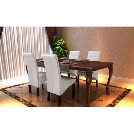 FIMEI Chaises de salle à manger 4 pcs Blanc Similicuir (1/5)