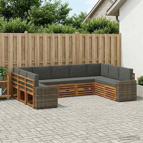 vidaXL Ecksofa Set mit Kissen 9 pcs Natur und Anthrazit Polyester (1/5)