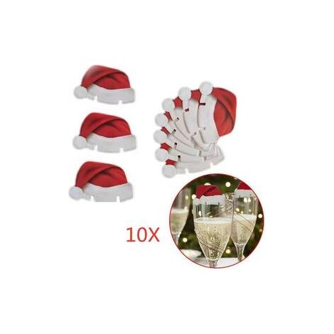 Lot de 1000 cartes décoratives bonnet de Noël – Pour verre de champagne – Ornement festif